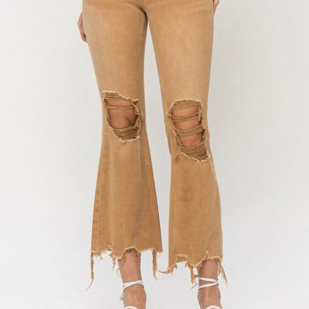 Sz 32 VERVET by Flying Monkey Vintage High Rise Distressed Flare Jeans